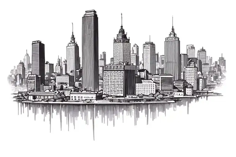 Queen City Artists Creatives city scape tattoo design idea