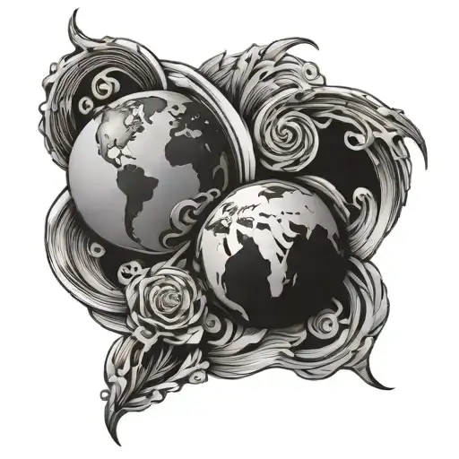 earth and water signs intertwined tattoo design idea