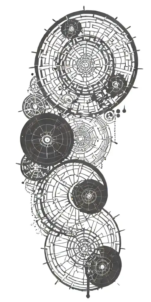 Incorporate the Dharma wheel, a symbol of the path to enlightenment in Buddhism, with elements of pixel art to represent your love for gaming and learning random pieces of knowledge. tattoo design idea