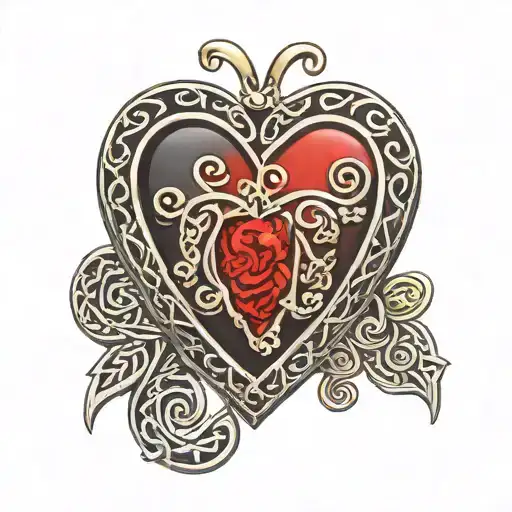 celtic heart shaped locket tattoo design idea