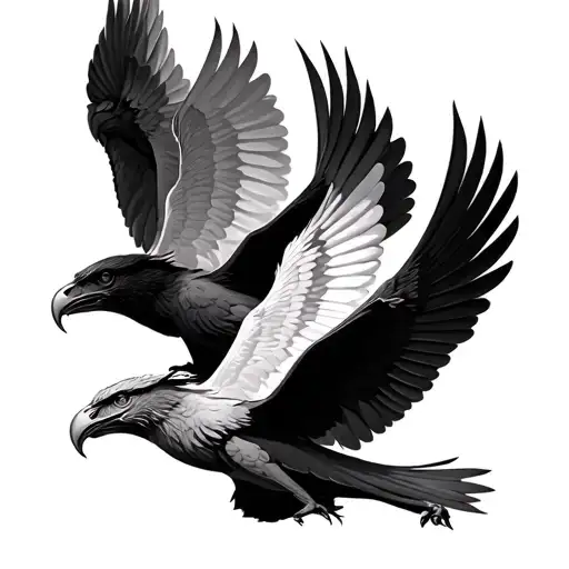3 griffin flying together tattoo design idea