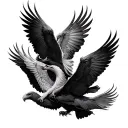 3 griffin flying together tattoo design idea