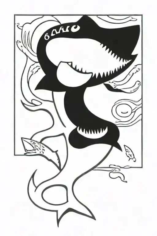 shark with leopard skin  tattoo design idea