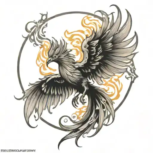 shadow phoenix rising from the ashes tattoo design idea