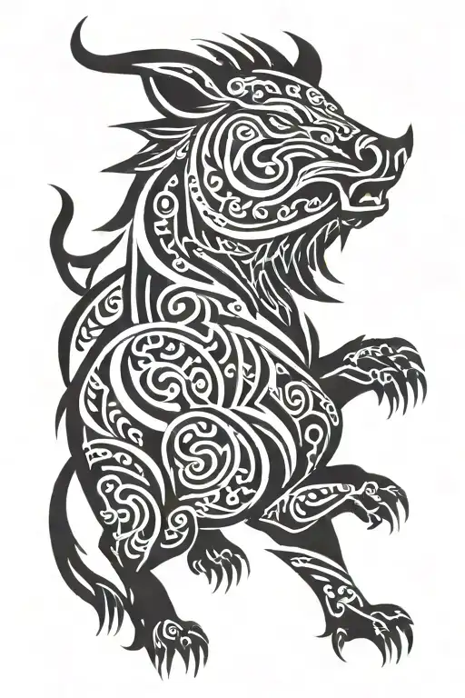 rampant boar tattoo design idea