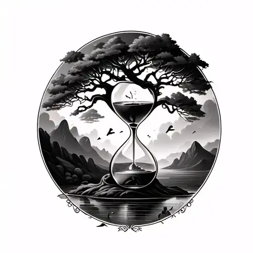Tree Hourglass tattoo design idea