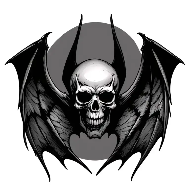 skull bat wings tattoo design idea