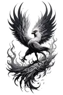 Feminine Phoenix rising from the ashes tattoo design idea