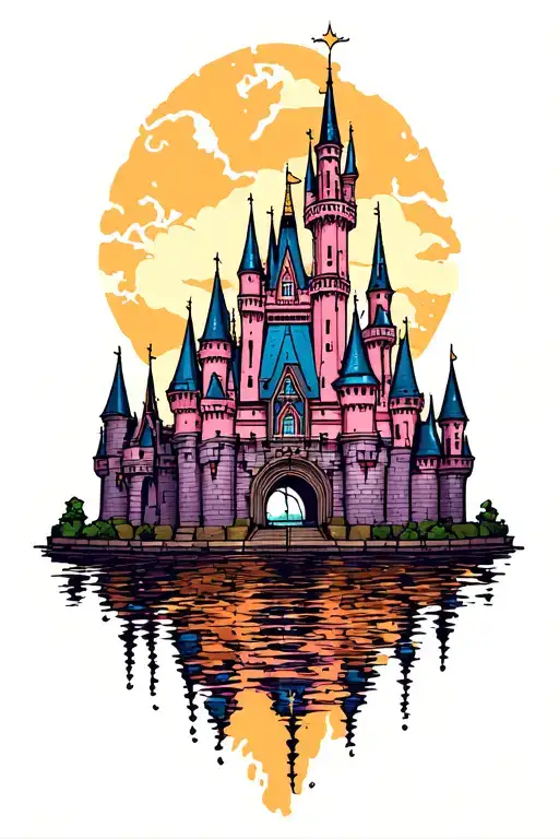 Cinderellas castle silhouette tattoo design idea