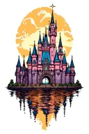 Cinderellas castle silhouette tattoo design idea