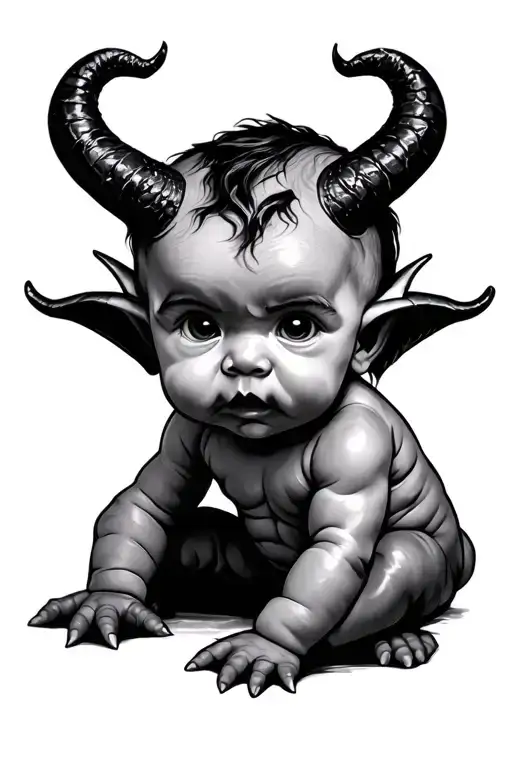 devil baby tattoo design idea