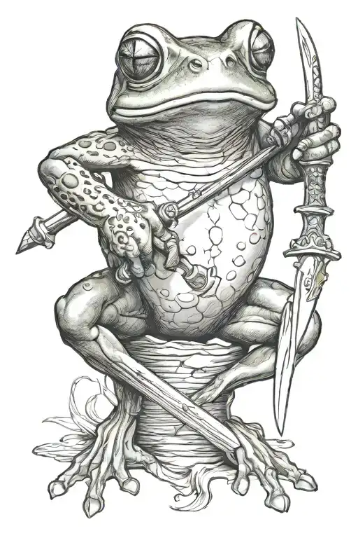 Frog holding Sword tattoo design idea