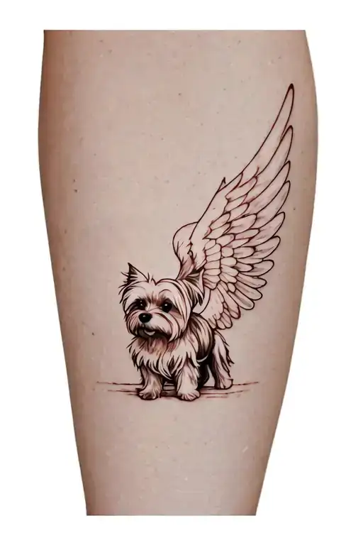 cairn terrier stumpy tail angel wings tattoo design idea