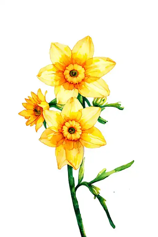 daffodil chrysanthemum delphinium aster flower tattoo design idea