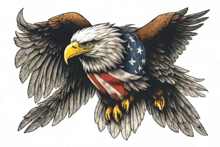 American flag with eagle tattoo design idea