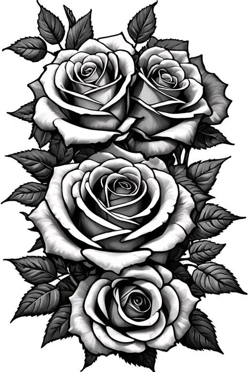 3 rose beds with Roman numerals in the middle tattoo design idea