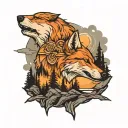 wolf cliff overlooking pack tattoo design idea