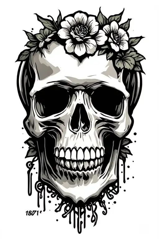 Long live the Community 1871 Skull tattoo design idea