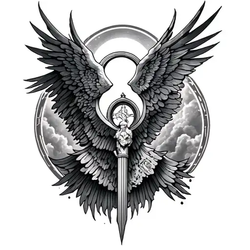 heavens gates across chest tattoo design idea