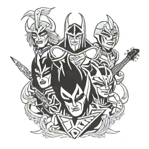 Kiss rock band, goldorak tattoo design idea