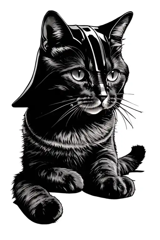 ginger cat that looks like earth vader tattoo design idea
