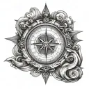 Neptune Wave compass navigation map tattoo design idea