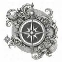 Neptune Wave compass navigation map tattoo design idea