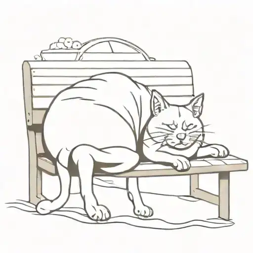 street cat and dog sleeping on a bench tattoo design idea