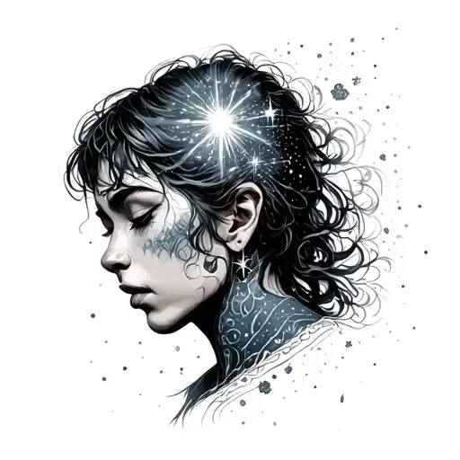 person made of stardust trailing tattoo design idea