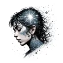 person made of stardust trailing tattoo design idea