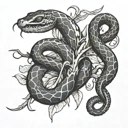 Snakes on a vine from hand to elbow tattoo design idea