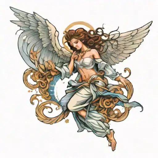 angel ascending tattoo design idea