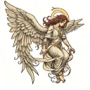 angel ascending tattoo design idea