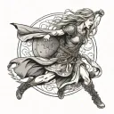 shield maiden dancing tattoo design idea