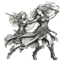 shield maiden dancing tattoo design idea