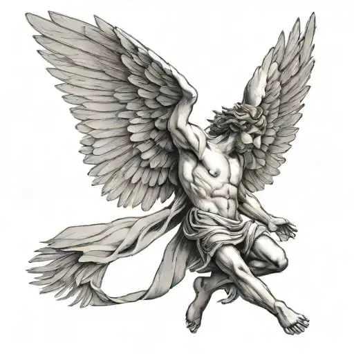 icarus from bible falling from sky tattoo design idea