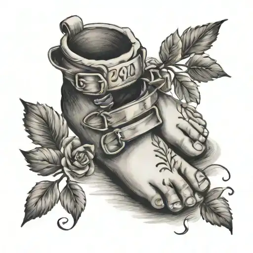 baby feet sky and date of birth 05-16-2022 tattoo design idea