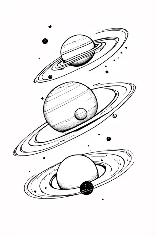 Parade of planets of the solar system planets tattoo design idea