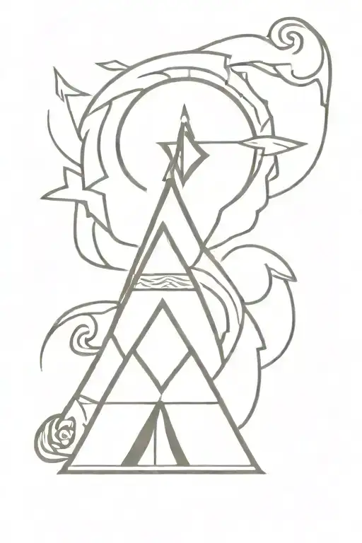 teepee, wild west, fire, rose tattoo design idea