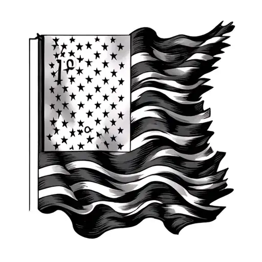 rippled American flag with 1776  tattoo design idea