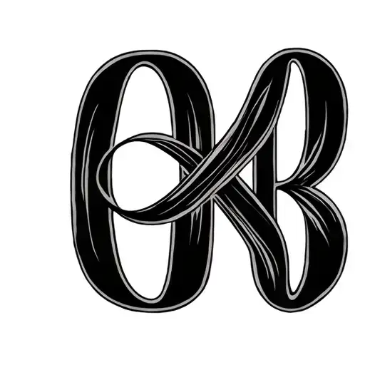 The sign of infinity, smoothly turning into the letters A, P, G and B, symbolizing the names of family members. Tattoo is made in e tattoo design idea