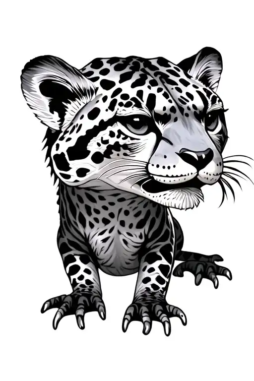 ferocious snow leopard gecko tattoo design idea