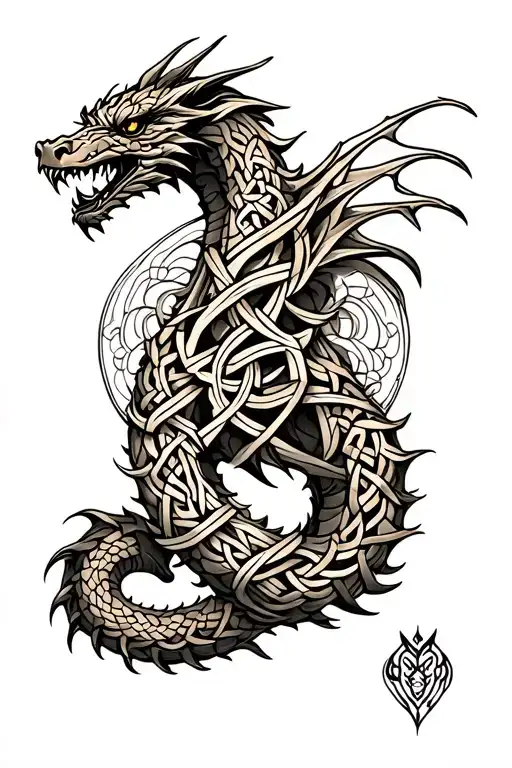 Celtic dragon leg sleeve tattoo tattoo design idea