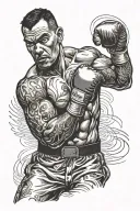 tattoed boxer throwing a punch tattoo design idea