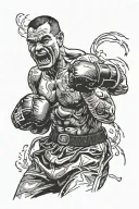 tattoed boxer throwing a punch tattoo design idea