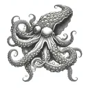 semi japanese style octopus sleeve where the tentacles will go to the neck tattoo design idea