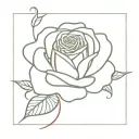 rose tattoo with stem and red string theory interwoven tattoo design idea