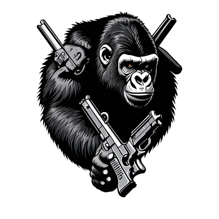 gangster gorilla and guns tattoo design idea