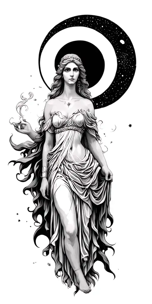 selene moon Greek goddess tattoo design idea