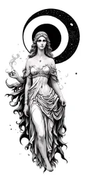 selene moon Greek goddess tattoo design idea